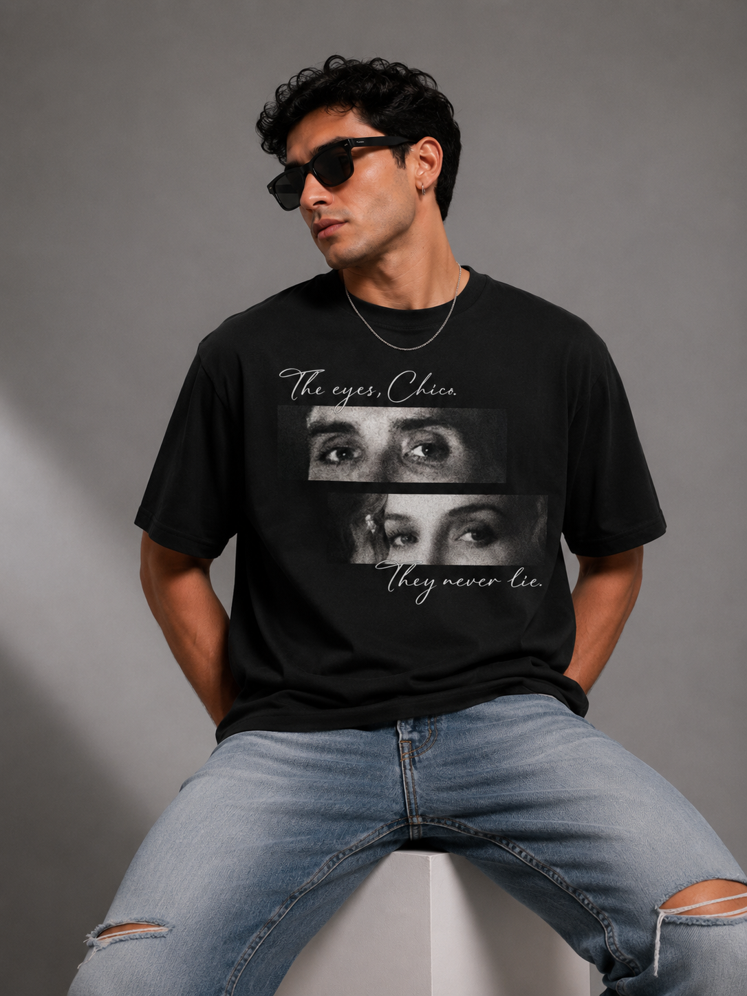 The Eyes Chico, They Never Lie Custom Eye Photo Oversized T-shirt
