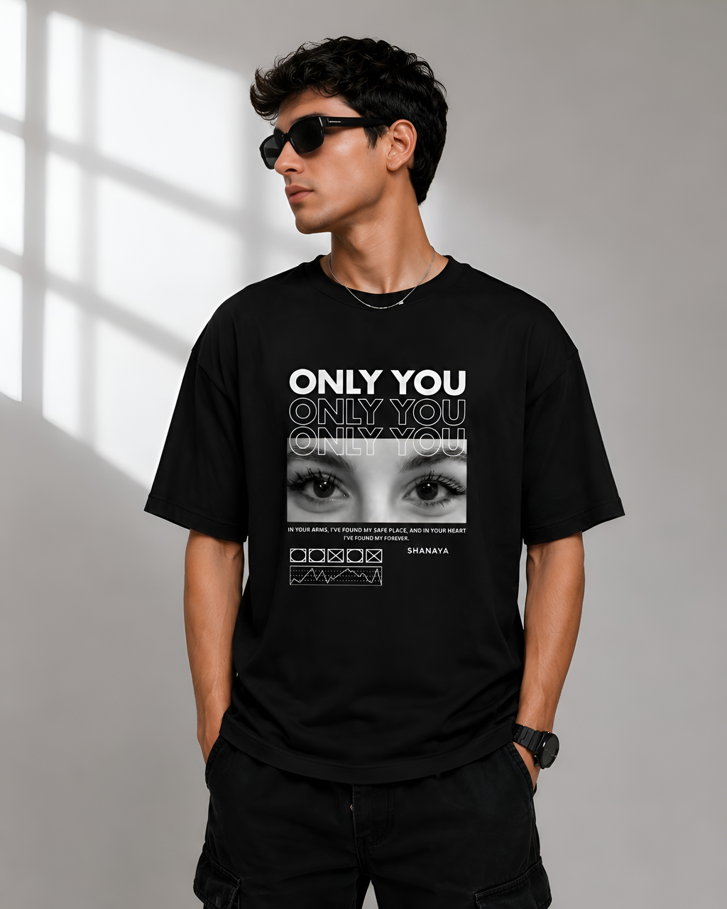 Only You Custom Eye Photo Oversized T-shirt - Front Print
