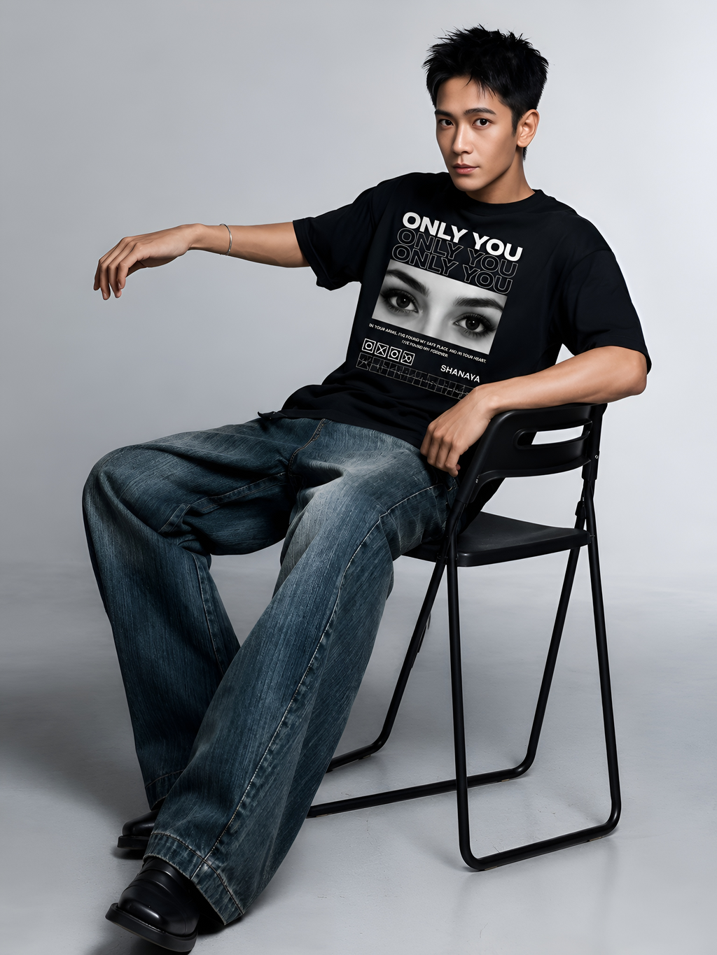 Only You Custom Eye Photo Oversized T-shirt - Front Print
