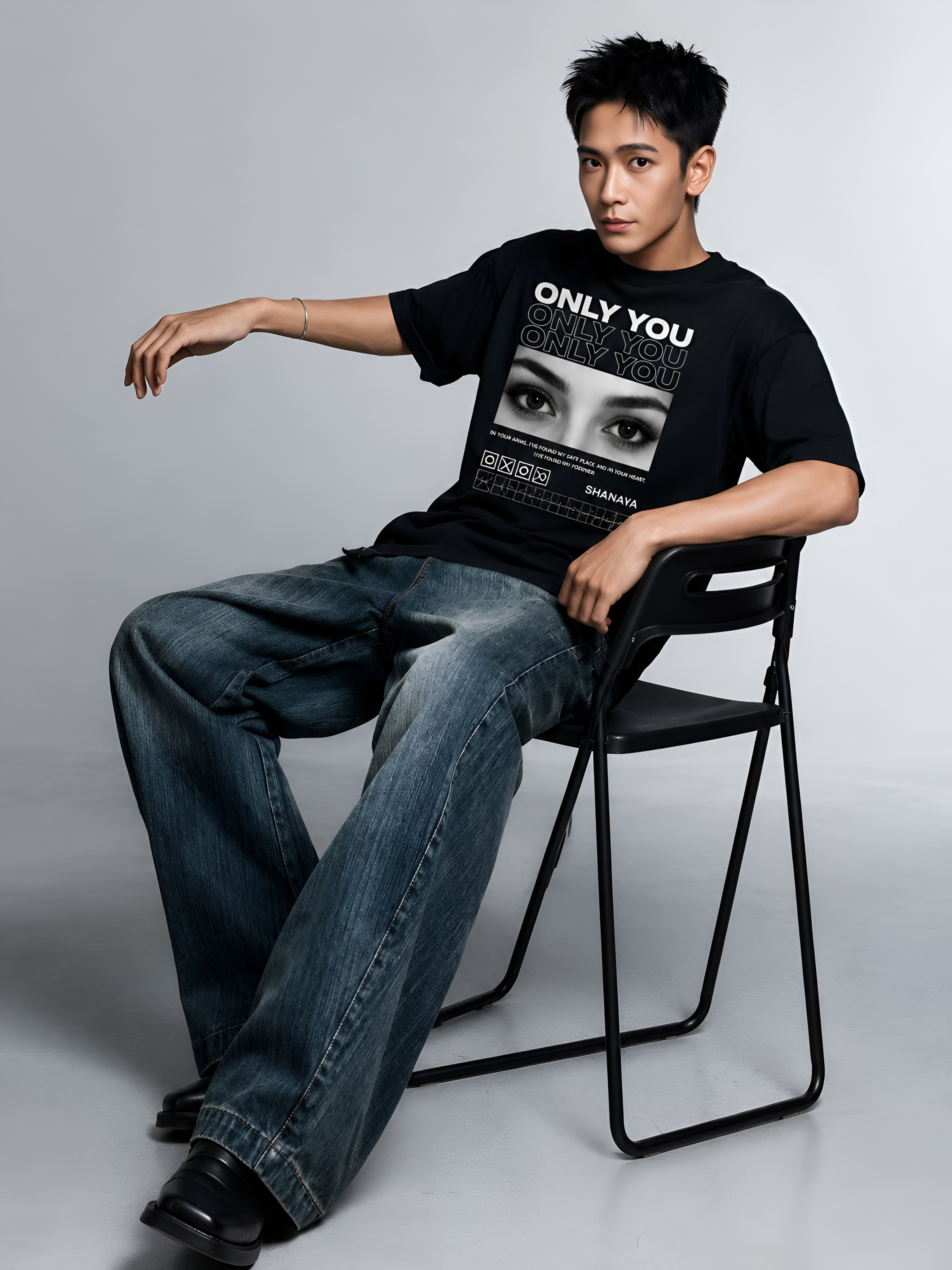 Only You Custom Eye Photo Oversized T-shirt - Front Print