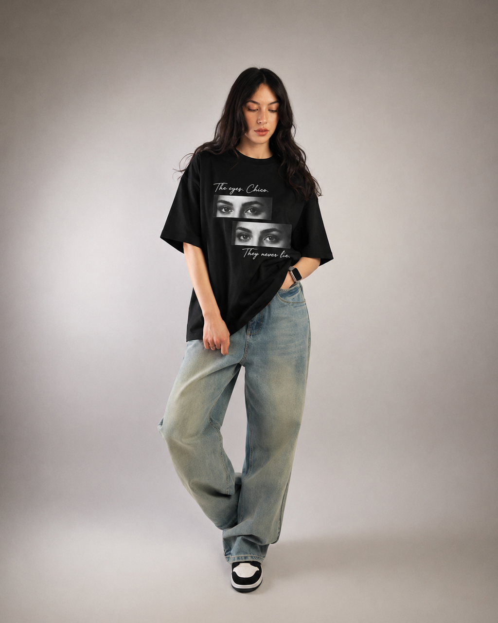 The Eyes Chico, They Never Lie Custom Eye Photo Oversized T-shirt