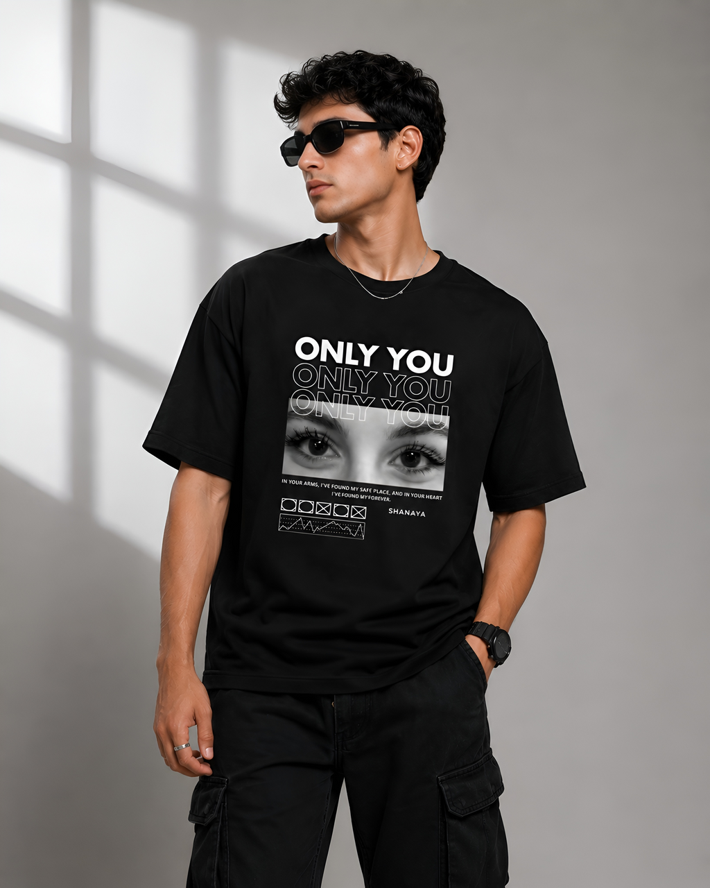 Only You Custom Eye Photo Oversized T-shirt - Front Print
