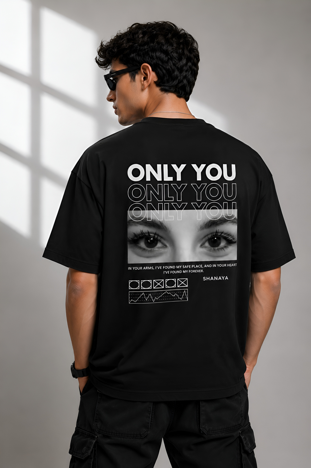 Only You Custom Eye Photo Oversized T-shirt - Front Print